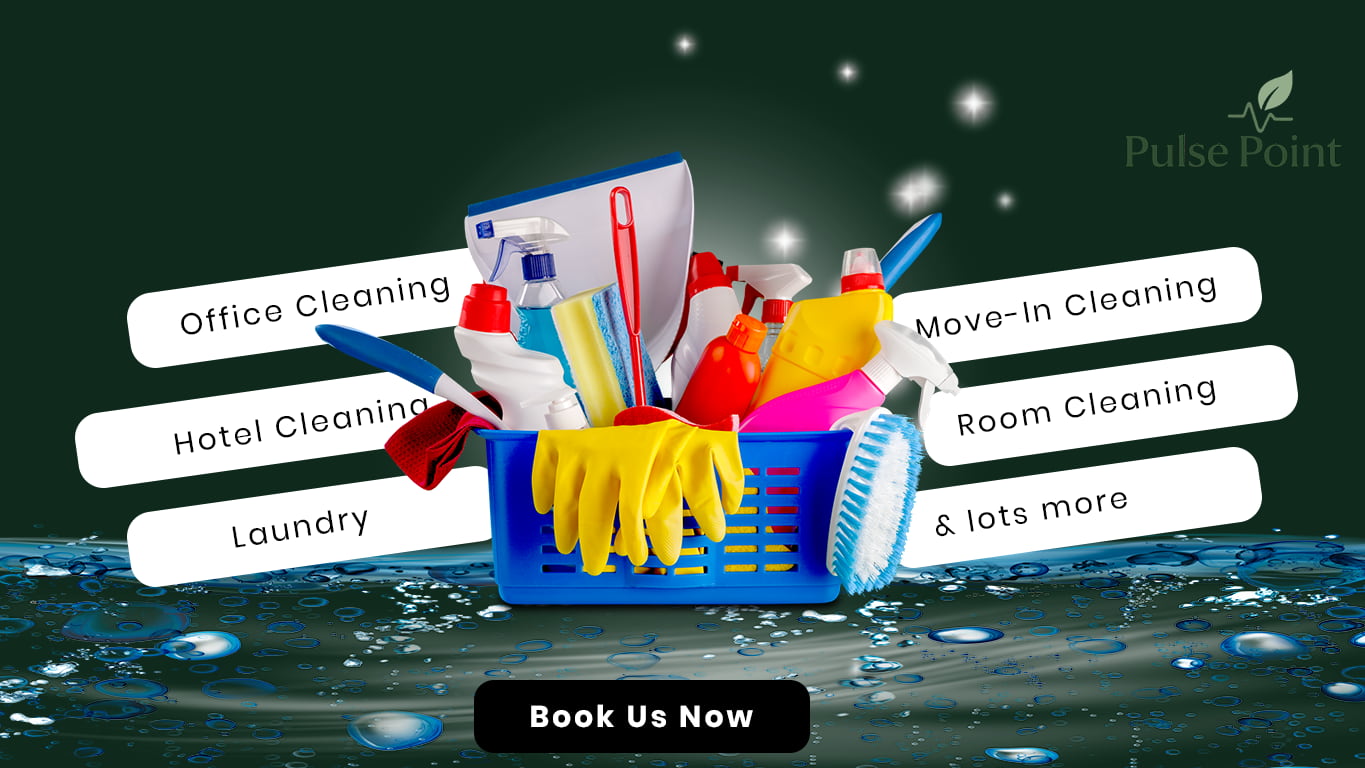 Pulse Point Cleaning Services social media advertisement promoting eco-friendly cleaning services